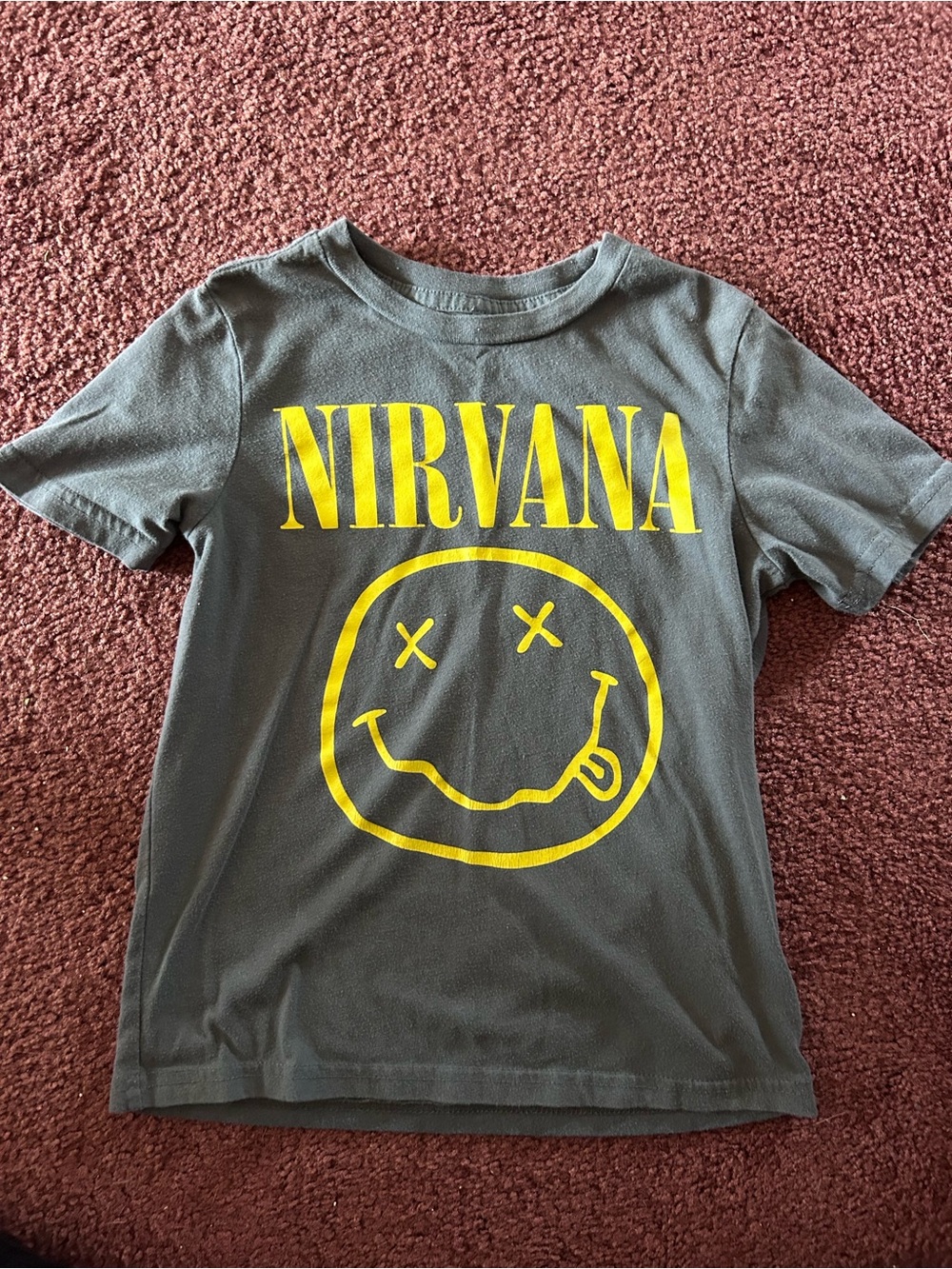 NIRVANA Kids Gray Tee with Yellow Smiley Logo